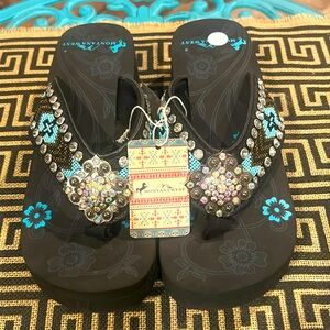 NWT Montana West Aztec Western Wedge Sandals 10M